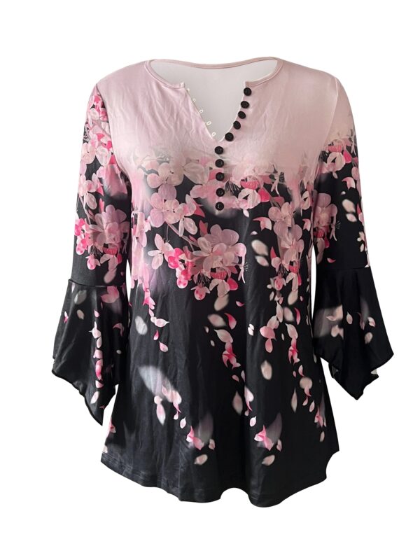 Spike Button Three-quarter Sleeve Top - Image 2