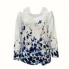 Casual Plant-Print Lace Trim Top - Image 3