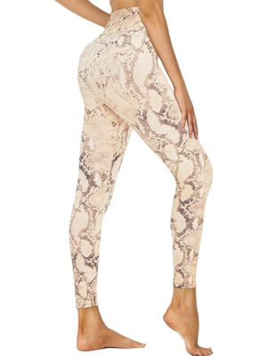 High-waisted Light Brown Snake Print