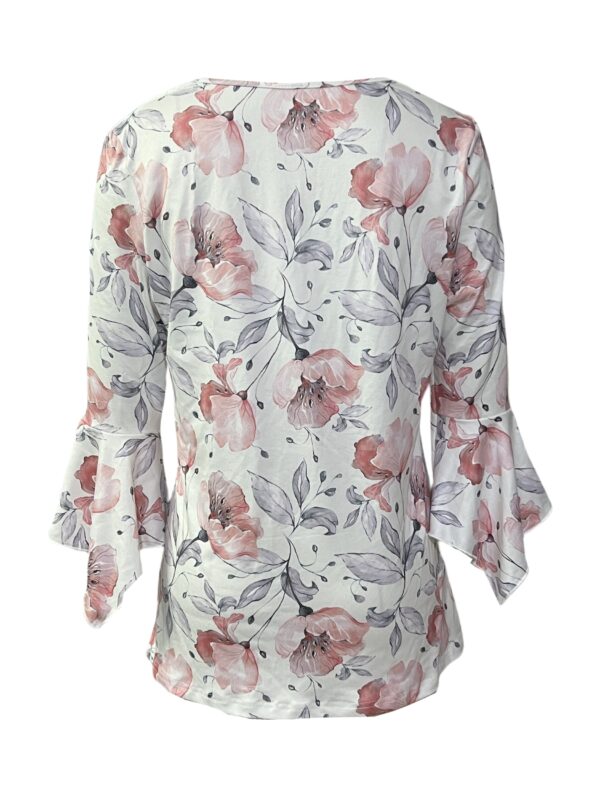 Spike Button Three-quarter Sleeve Casual Top - Image 2