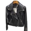 High Waist Black Lapel Zipper Jacket - Image 3