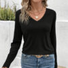 Collar Embroidered Lace V-neck Top