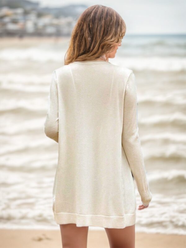 Open Front Drop Shoulder Duster Cardigan - Image 3