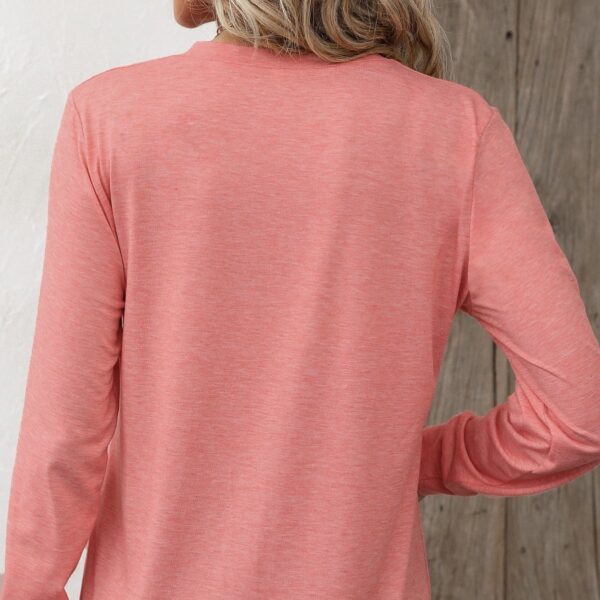 Button Peach/Red Open Neck Casual Top - Image 4