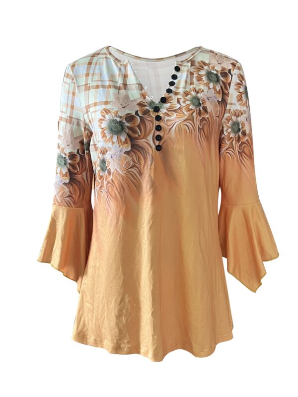 Spike Button Three-quarter Sleeve - Yellow - Image 3