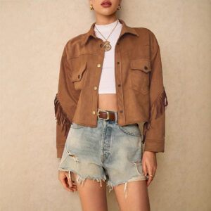 Shoulder Down Tassel-Trimmed Casual Jacket