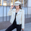High Waist Black Lapel Zipper Jacket - Image 5