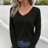 Collar Embroidered Lace V-neck Top - Image 2
