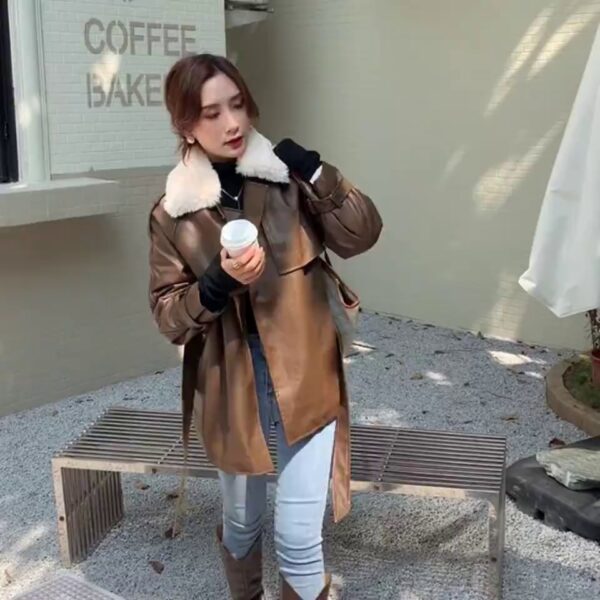 plush leather coat