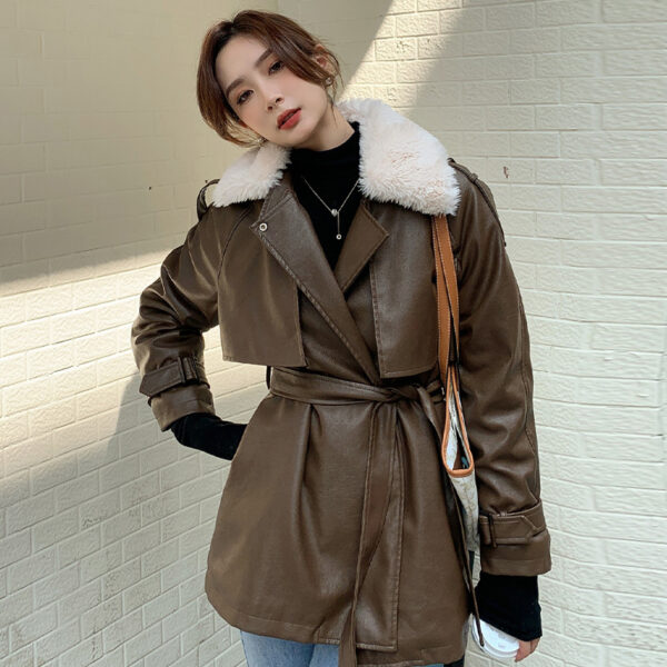 plush leather coat