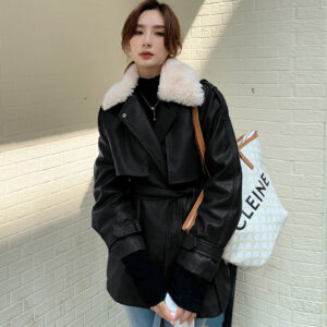 plush leather coat