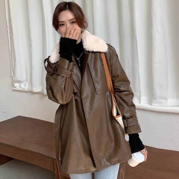 plush leather coat