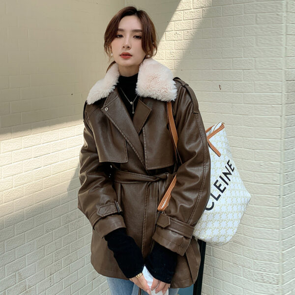 plush leather coat
